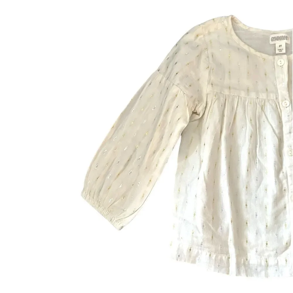 GYMBOREE | Ecru | METALLIC THREADS BLOUSE